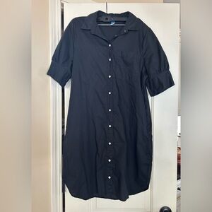 Classic Black Button-Up shirt Dress